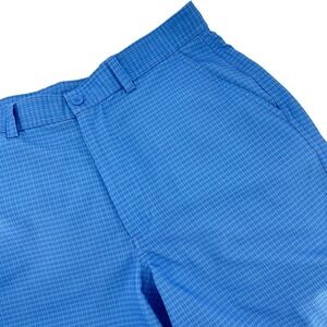 Bolle Golf Tech Shorts Blue Plaid Performance Stretch Mens Size 32